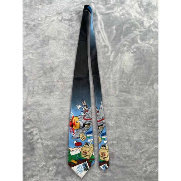 Looney Tunes Neck Tie Bugs Bunny Airplane USPS Stamp Collection Vintage 90's - Picture 7 of 14